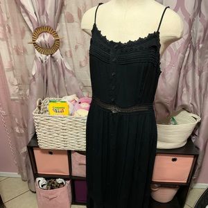 Lace black boho maxi dress